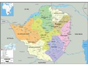 Zimbabwe political <br /> Wall Map Map