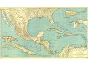 Mexico and Central America 1934 <br /> Wall Map Map