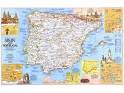 Travelers Spain and Portugal 1984 <br /> Wall Map Map