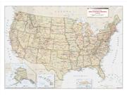 <br /> Political <br /> Wall Map Of The US With Antique Tones Map