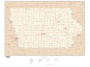 Iowa  <br />with Roads <br /> Wall Map Map