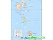 Dominica / Guadelupe / Martinique <br /> Wall Map Map