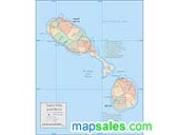 St. Kitts/ Nevis <br / > Wall Map Map