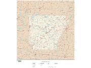 Arkansas  <br />with Roads <br /> Wall Map Map