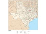 Texas  <br />with Roads <br /> Wall Map Map