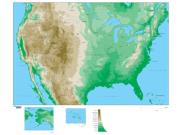 United States <br / > Physical <br / > Wall Map w/  Ocean Map