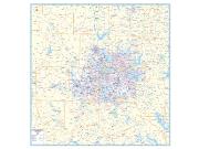 Dallas / Fort Worth, TX <br /> Wall Map Map
