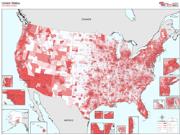 USA Population Demographic <br /> Wall Map Map