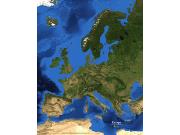 Europe Topography and Bathymetry <br /> Wall Map Map