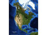 North America Topography and Bathymetry <br /> Wall Map Map