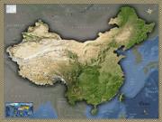 China <br /> Satellite <br /> Wall Map Map
