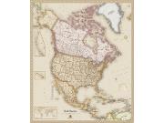 North America <br />Antique <br /> Wall Map Map
