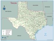 Texas <br />County Outline <br /> Wall Map Map