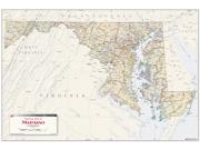 Maryland Physical Wall Map with Antique Tones