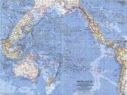 Pacific Ocean 1962 Wall Map from National Geographic