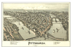 1902 Pittsburgh Antique Wall Map