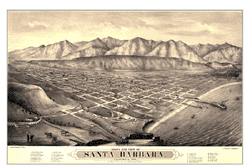 1877 Santa Barbara Antique Wall Map