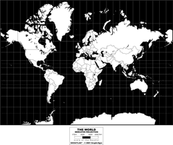 Europe-Centered World Simplified Wall Map - Mercator