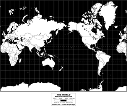 Pacific-Centered World Simplified Wall Map - Mercator