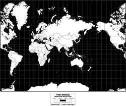 Asia-Centered World Simplified Wall Map - Mercator