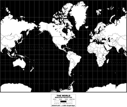 Americas-Centered World Simplified Wall Map - Mercator