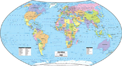 World Political Wall Map - Hammer Projection
