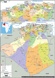 Algeria Political Wall Map