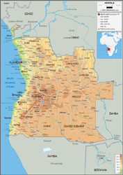 Angola Physical Wall Map