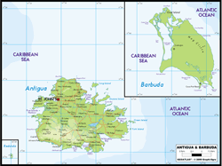 Antigua Barbuda Physical Wall Map