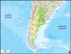 Argentina Physical Wall Map