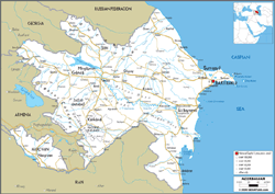 Azerbaijan Road Wall Map