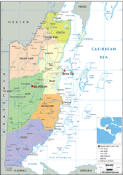 Belize Political Wall Map