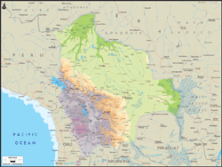 Bolivia Physical Wall Map