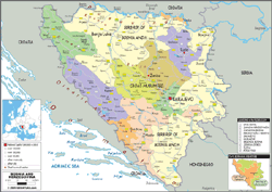 Bosnia Political Wall Map