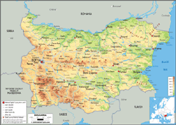 Bulgaria Physical Wall Map