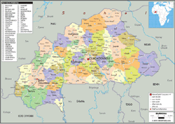 Burkina Faso Political Wall Map
