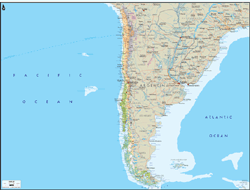 Chile Physical Wall Map