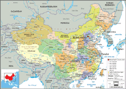 China Political Wall Map