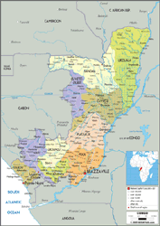 Congo Political Wall Map