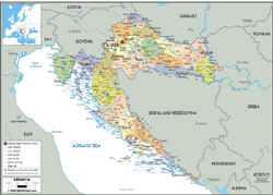 Croatia Political Wall Map
