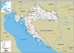 Croatia Road Wall Map