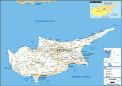 Cyprus Road Wall Map