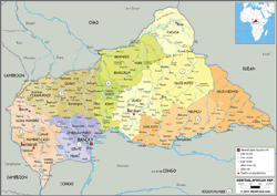 C. African Republic Political Wall Map