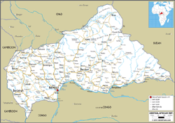 C. African Republic Road Wall Map