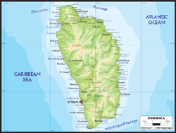 Dominica Physical Wall Map