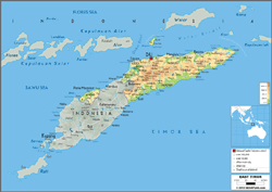 East Timor Physical Wall Map