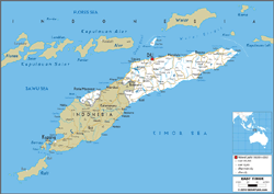 East Timor Road Wall Map