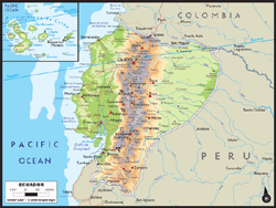 Ecuador Physical Wall Map