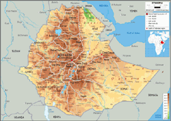 Ethiopia Physical Wall Map