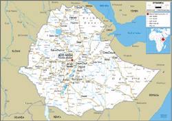 Ethiopia Road Wall Map